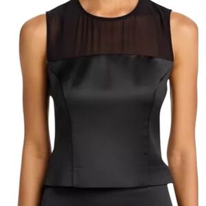 French Connection Elegant Black Sleeveless Top Peep Hole Back Poly New size 6